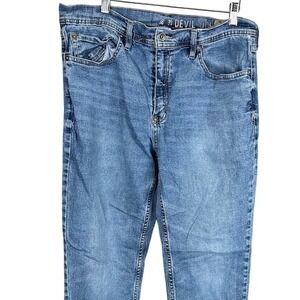 Devil-Dog Dungarees Mens Slim Straight Medium Wash Blue Denim Jeans 38x30